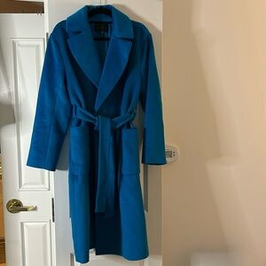 ANN TAYLOR Wool Blend Belted Blanket Coat NWOT (Turquoise)